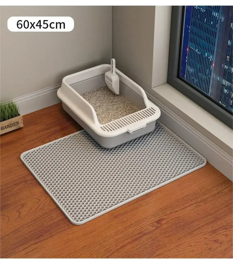 Large Size Cat Litter Mat Double Layer Waterproof Pet Litter Box Mat Non-Slip Sand Cat Pad Washable Cat Litter Mat Pet Supplies