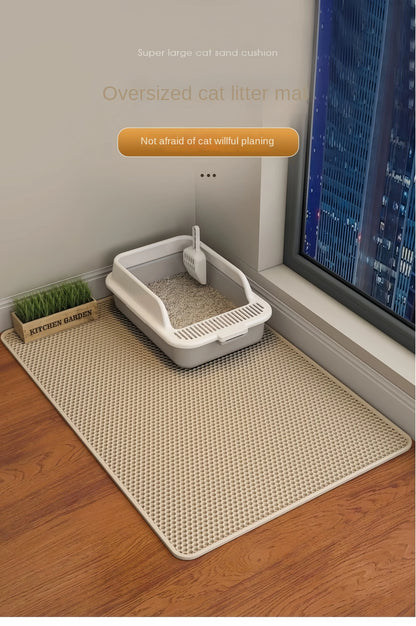 Large Size Cat Litter Mat Double Layer Waterproof Pet Litter Box Mat Non-Slip Sand Cat Pad Washable Cat Litter Mat Pet Supplies