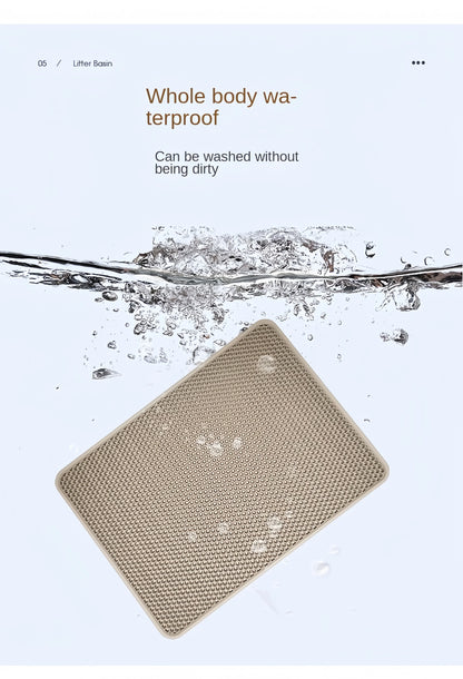 Large Size Cat Litter Mat Double Layer Waterproof Pet Litter Box Mat Non-Slip Sand Cat Pad Washable Cat Litter Mat Pet Supplies