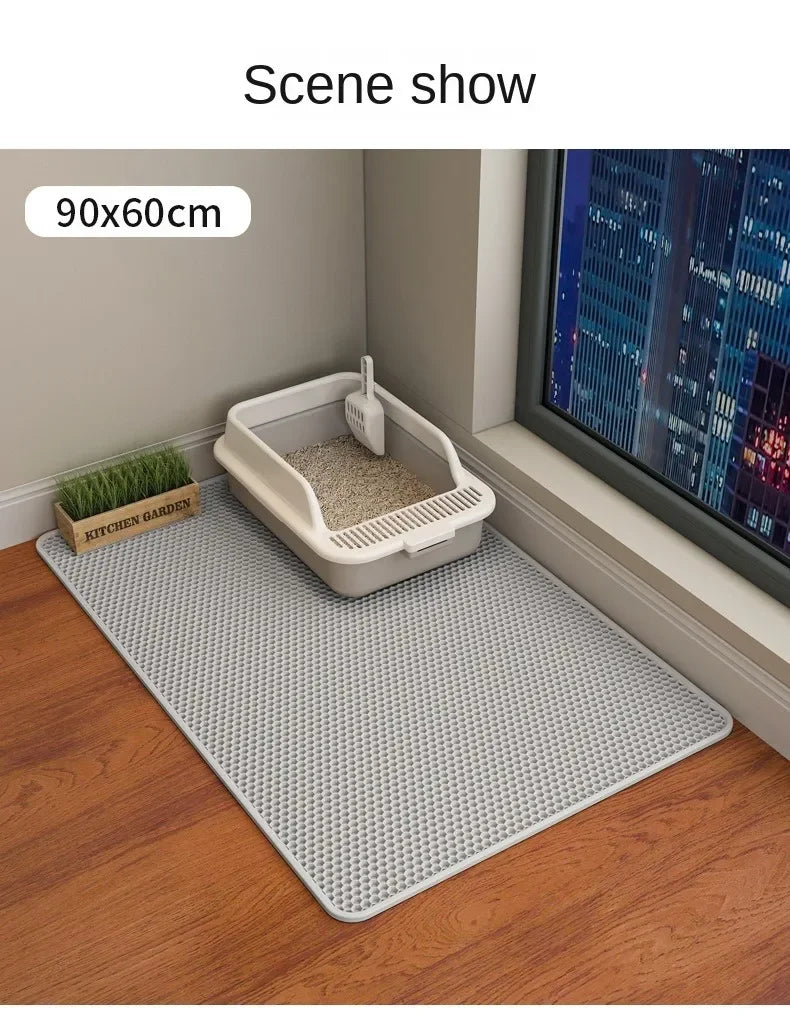 Large Size Cat Litter Mat Double Layer Waterproof Pet Litter Box Mat Non-Slip Sand Cat Pad Washable Cat Litter Mat Pet Supplies