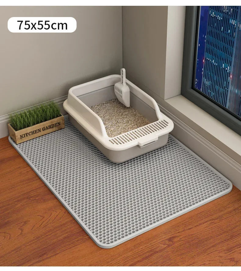 Large Size Cat Litter Mat Double Layer Waterproof Pet Litter Box Mat Non-Slip Sand Cat Pad Washable Cat Litter Mat Pet Supplies